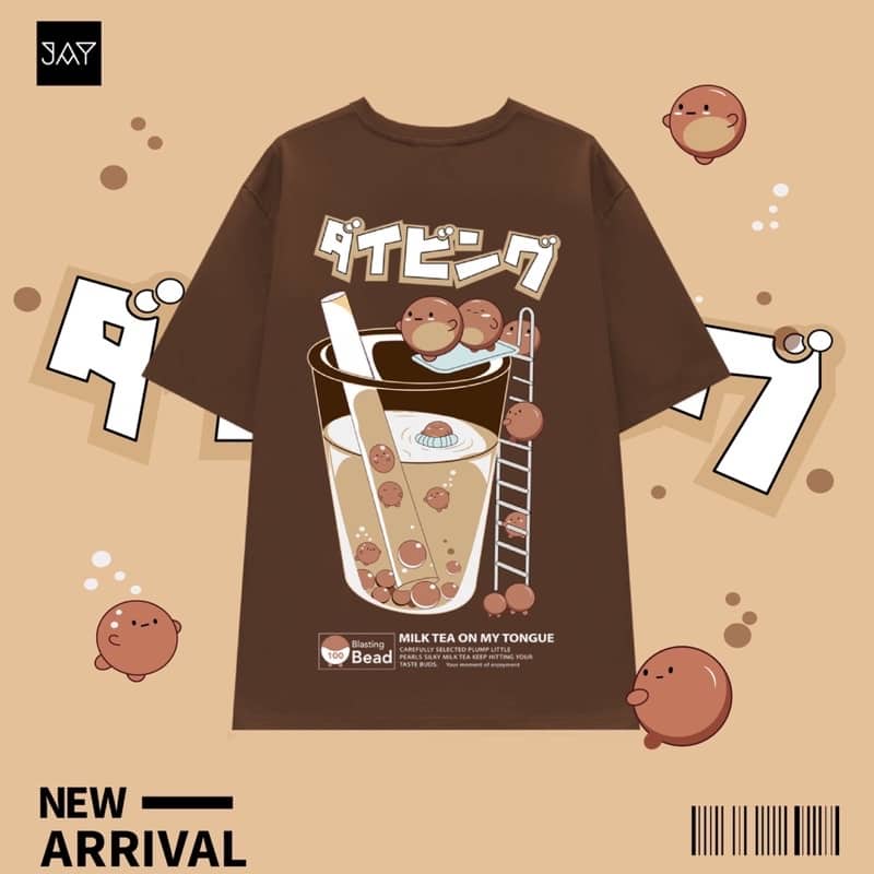 Áo Thun Tay Lỡ Unisex TRÀ SỮA màu NÂU CHOCO/KEM❤️ /Nam nữ unisex/ Áo phông cổ tròn form rộng Jaystoree ❤️