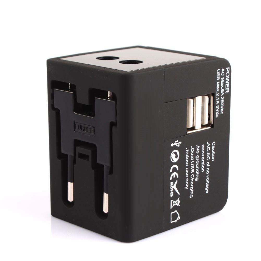 Bộ chuyển đổi du lịch đa năng toàn cầu trên toàn thế giới Đầu cắm USB kép AU / UK / US / EU