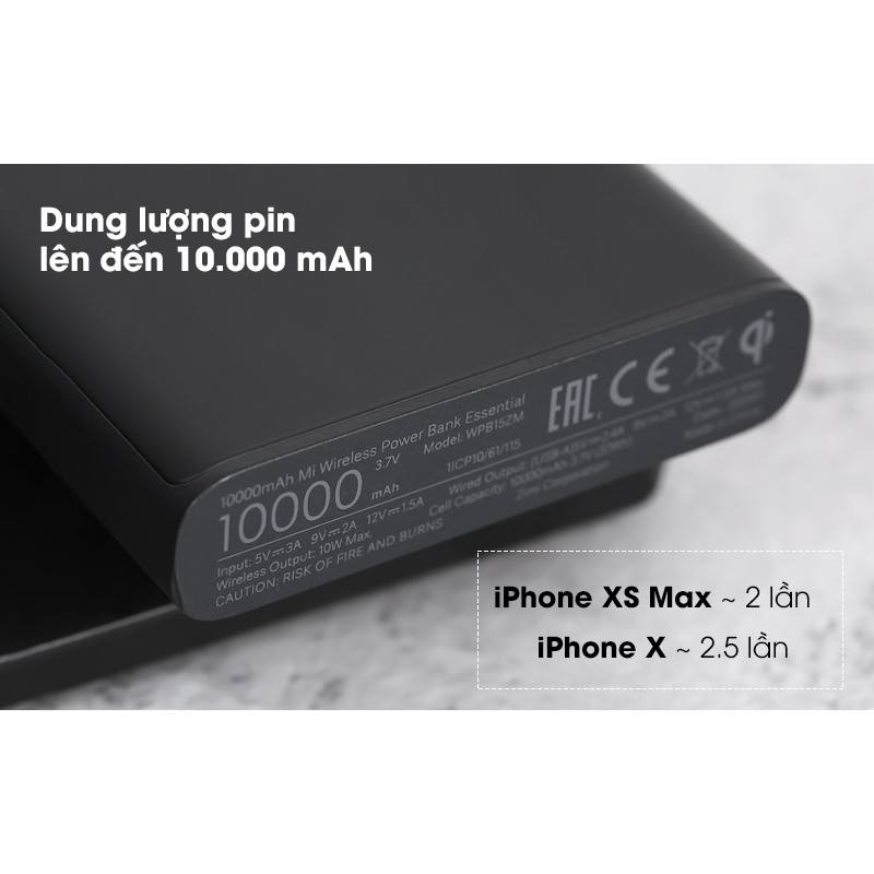 Sạc Dự Phòng Polymer 10.000mAh không dây Type C Xiaomi Mi Essential (No Box)