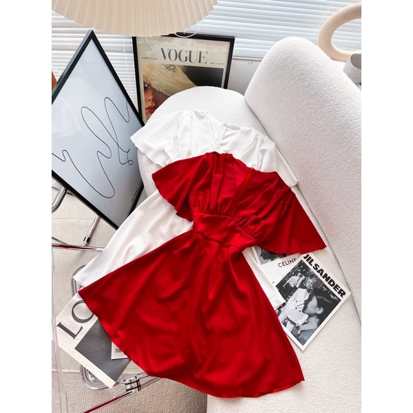 SET ÁO VEST ĐỎ TAY DÀI + CHÂN VÁY BÍ XOÈ ÁNH NHŨ