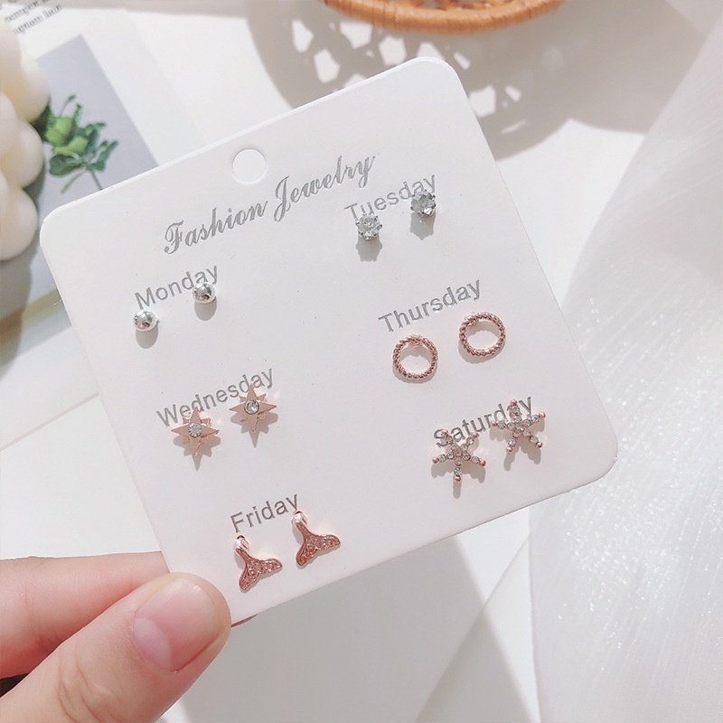One Set 6 Cặp Hoa Tai Thời Trang Dành Cho Nữ