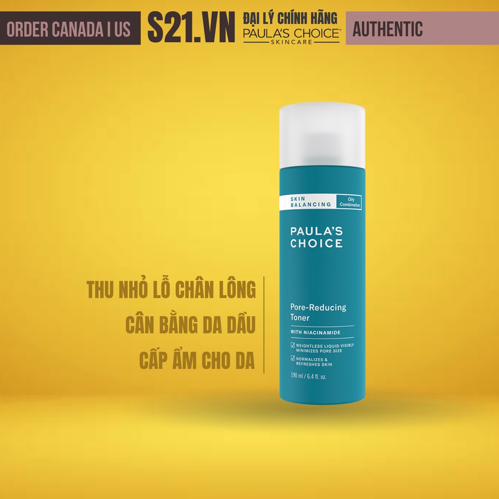 [Hạn T12/25] Nước Hoa Hồng Paula's Choice Cho Da Dầu Paula's Choice Skin Balancing Pore Reducing Toner Niacinamide 190ml