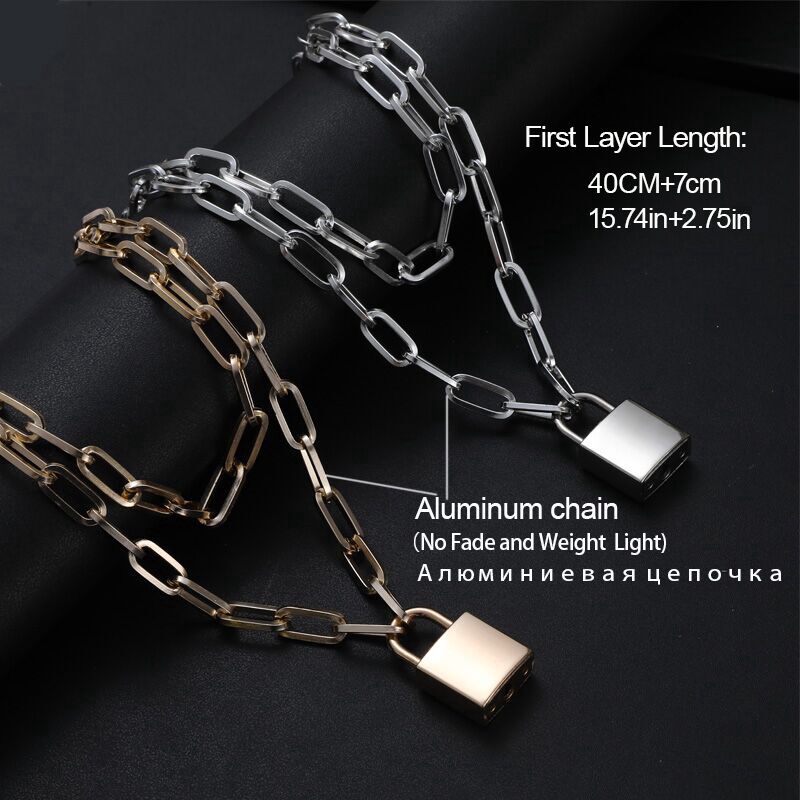 Vòng cổ choker dây xích nhiều lớp có khóa phong cách punk rock