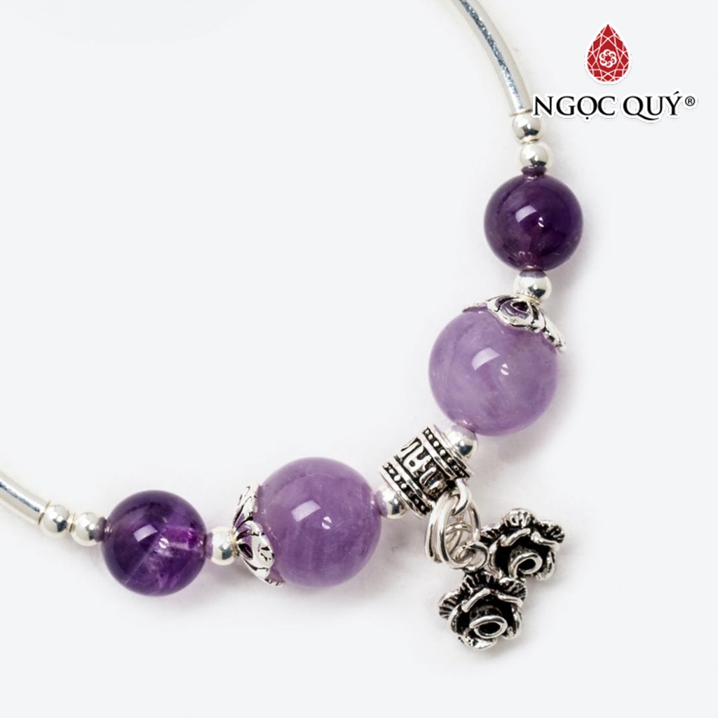 Vòng tay TA tím mix charm hoa - Ngọc Quý