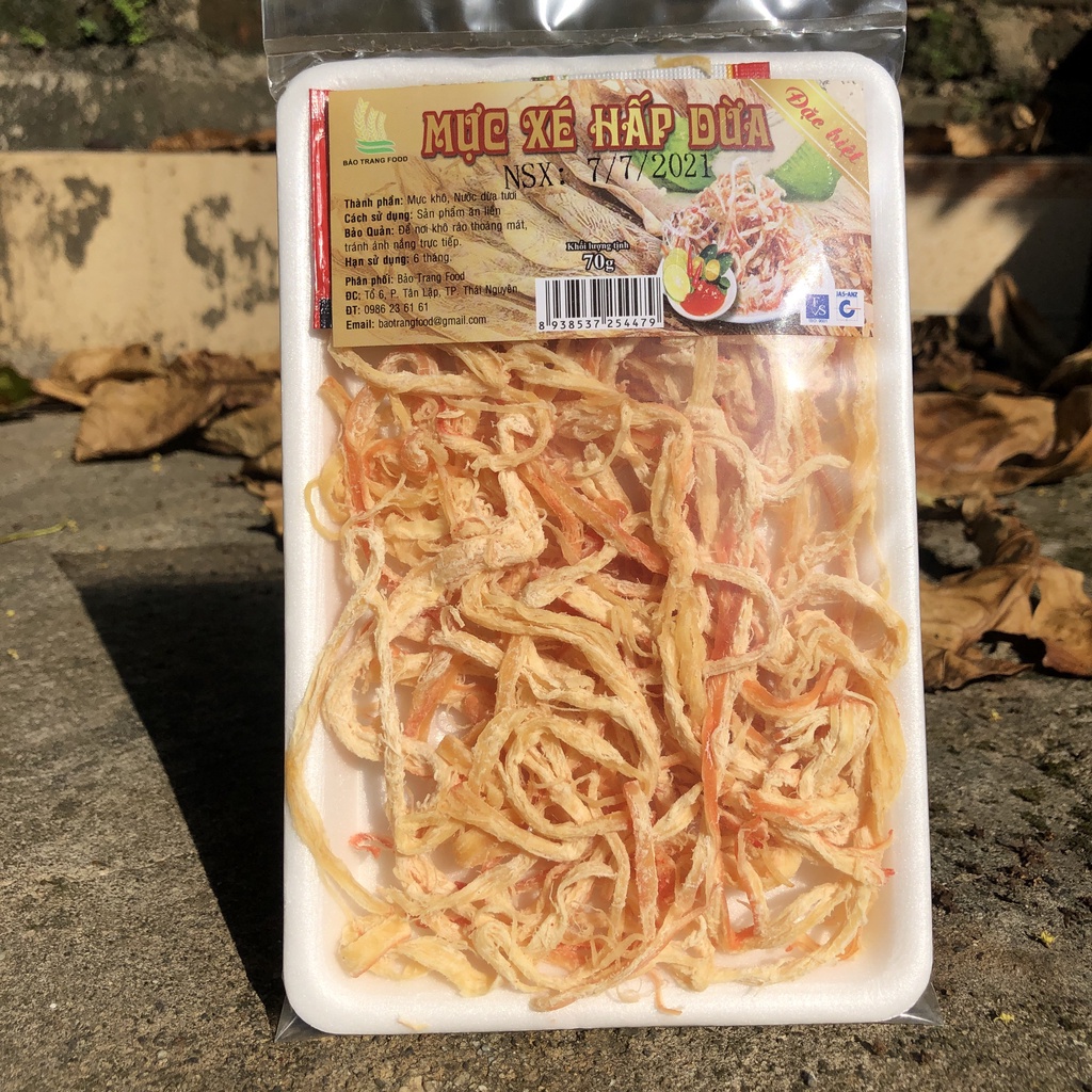 Khô mực hấp dừa xé sợi 70g - mực hấp nước dừa đồ ăn vặt và nhậu Là Nghiện IMINT FOOD - BTMUC70G