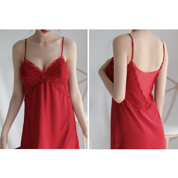 Váy Đầm ngủ lụa ren hai dây có đệm ngực ( Nhiều màu sắc) SEXY CÓ ĐỆM Có Clip quay NHÉ Ạ
