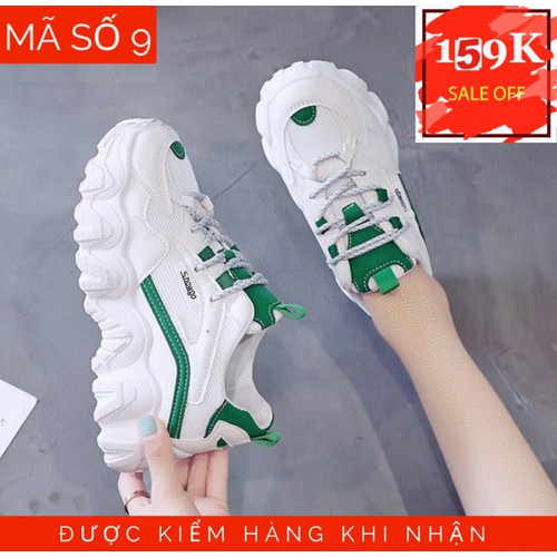 Giày Sneaker Thể Thao Nữ thời trang đế độn phối màu dẹp mã số 9-10 kèm hộp