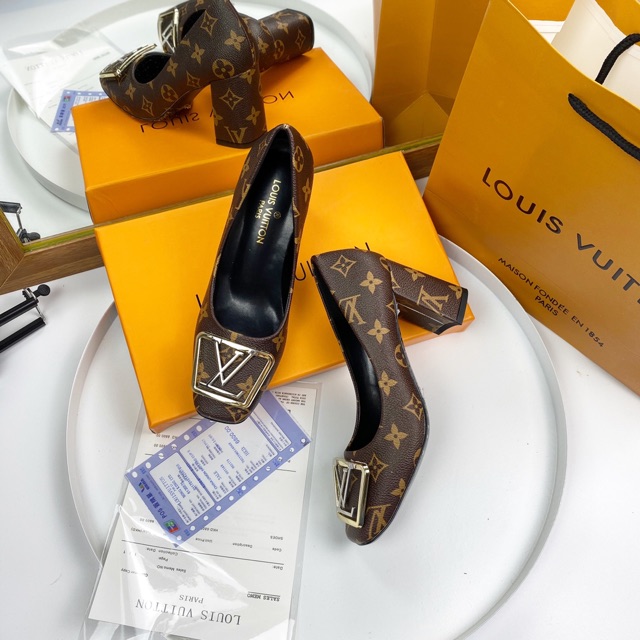 Giày mũi vuông gót trụ spsl fullbox bill túi giấy