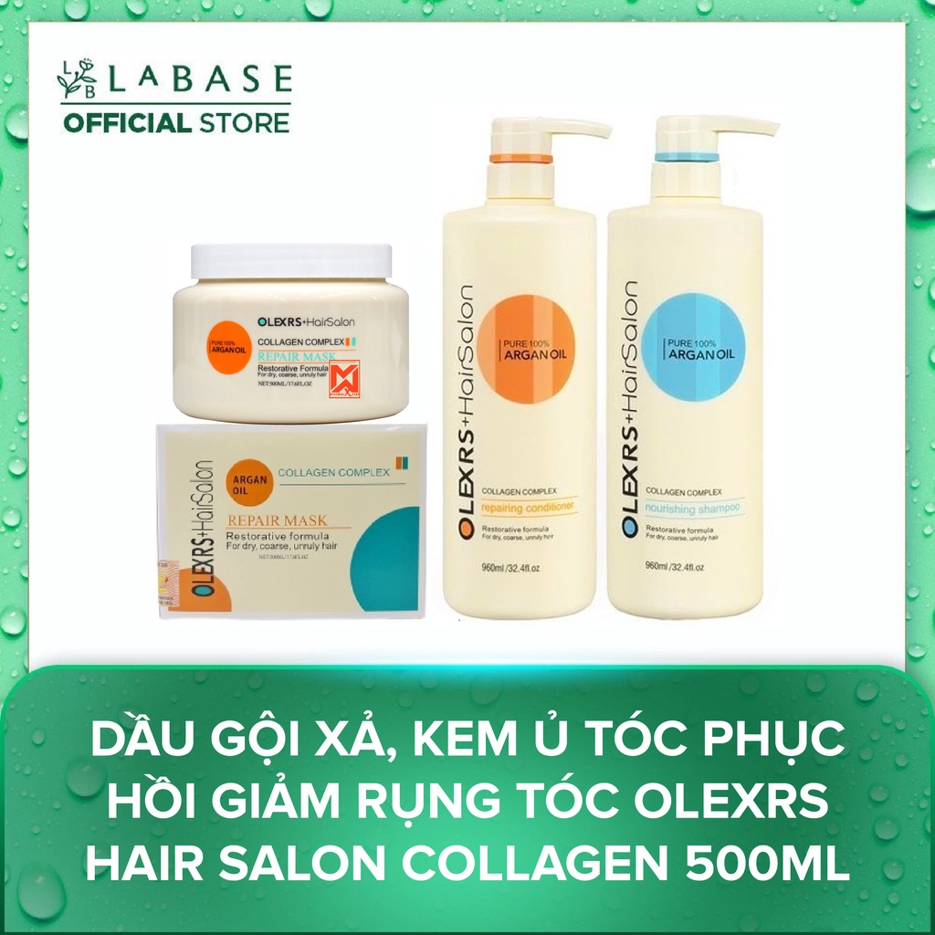 Dầu gội xả, kem ủ tóc phục hồi giảm rụng tóc Olexrs Hair Salon Collagen 500ml