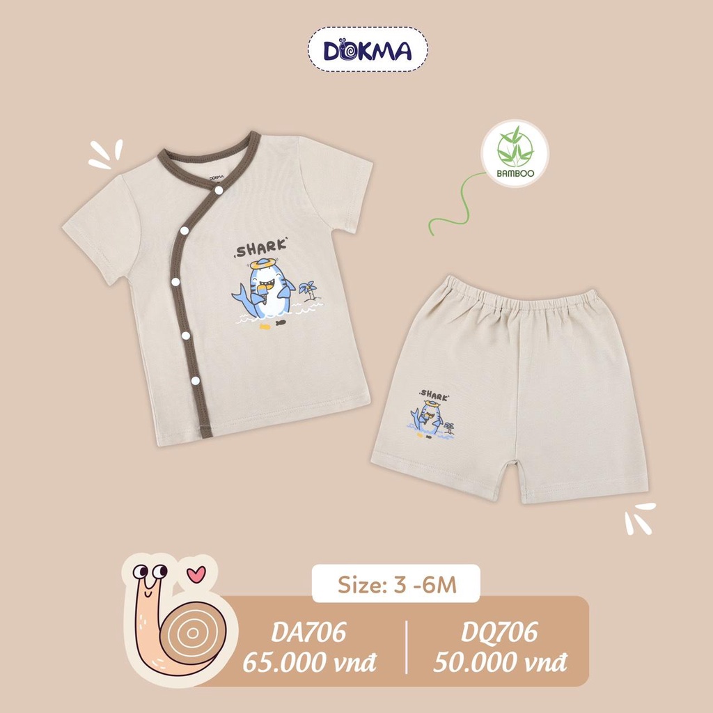 Bộ cộc tay cài lệch dành cho bé sơ sinh DA706 hiệu Dokma size 1 - 9M Tiệm Nhà Sóc