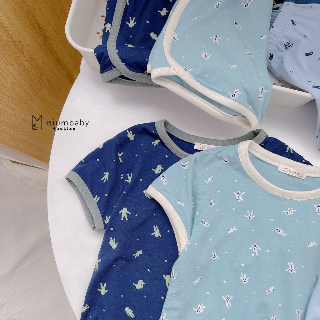 Bộ đồ cộc tay bé gái thiết kế nơ điệu đà chất liệu 100% cotton trẻ em mặc mùa hè miniumbabyfashion SB1542