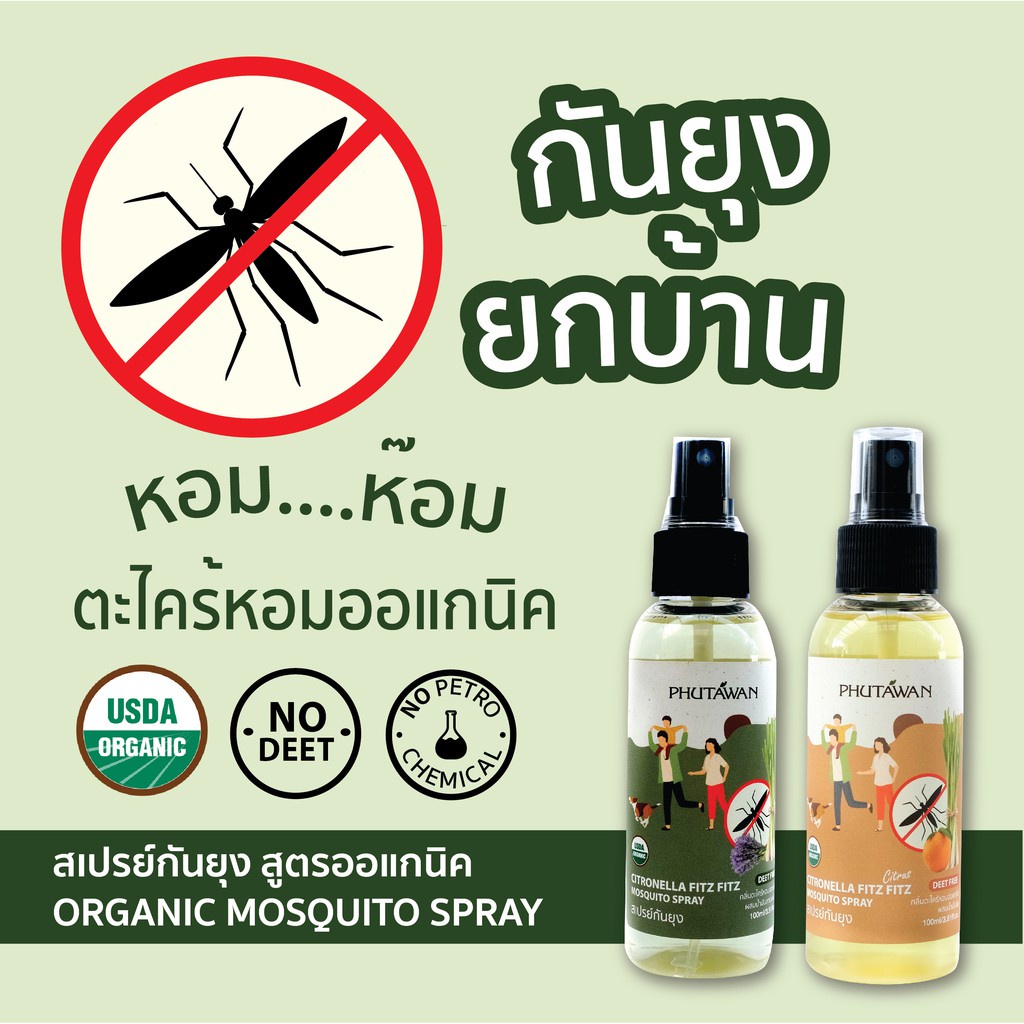 Chai Tinh Dầu Xịt Chống Muỗi, Côn Trùng PHUTAWAN Thái Auth
