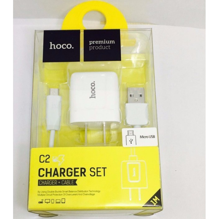 BỘ CÁP VÀ CỐC SẠC C2 2.1A - CỔNG MICRO