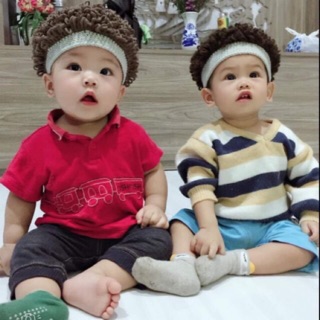 Nón len tóc cầu thủ đá bóng cho bé trai handmade