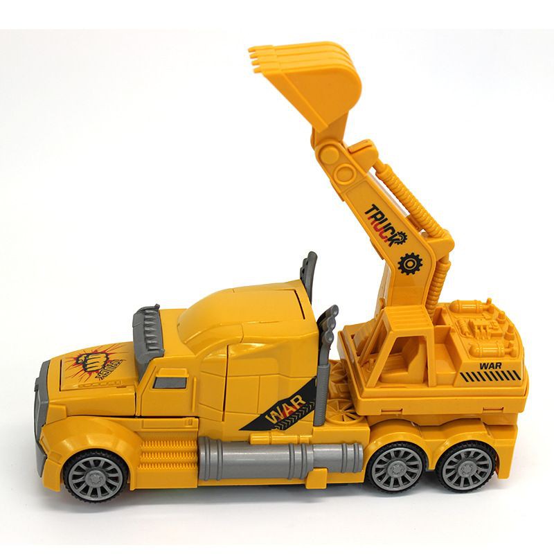 [nhiều mẫu biến hình ]Đồ chơi xe cẩu biến hình nhạc đèn xoay 360°