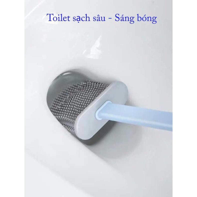 Dụng cụ cọ rửa nhà vệ sinh thông minh silicon 2 mặt dán tường Toilet Brush - Loại mới