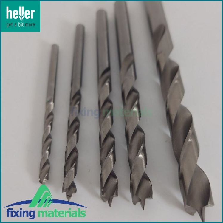 Hộp 5 mũi khoan gỗ HELLER HSS Turbo (kiểu định tâm, dòng HSS)