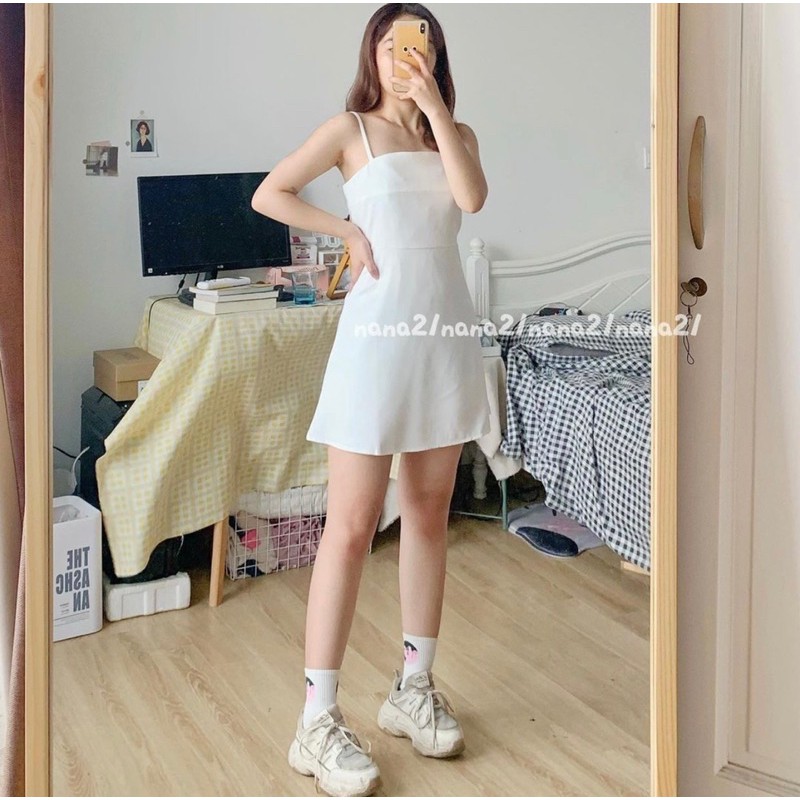 [ẢNH THẬT] Váy hai dây, dáng chữ A, quai điều chỉnh ngắn dài( k kèm áo) | BigBuy360 - bigbuy360.vn