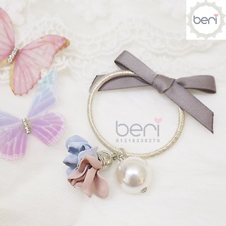 Cột tóc hoa ngọc trai nơ BERI (xanh da trời-hồng) - CT008