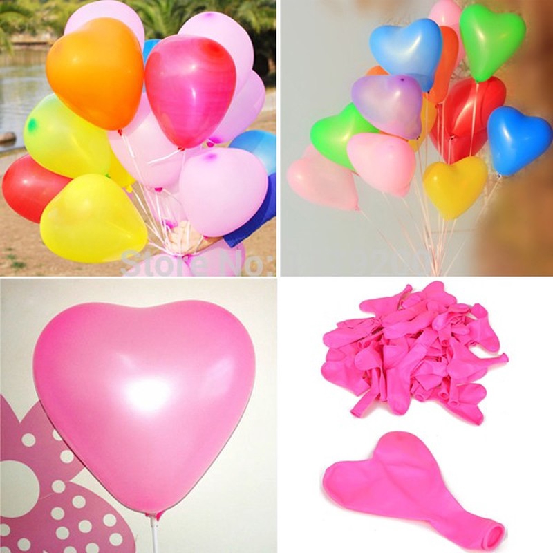 50 Bong bóng latex hình trái tim dùng cho tiệc cưới, sinh nhật