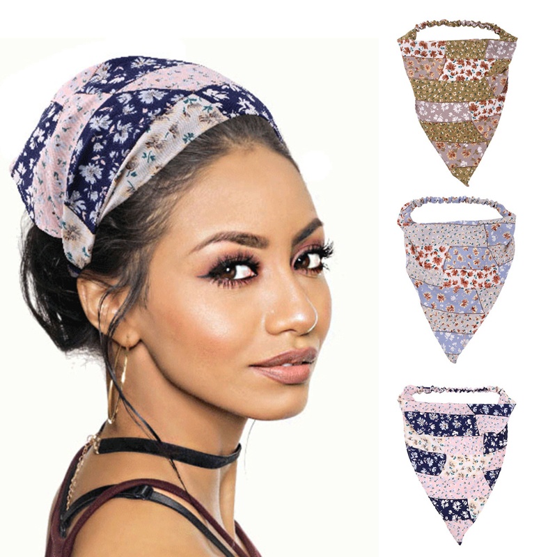 Băng Đô Cài Tóc Co Giãn In Họa Tiết Hoa Phong Cách Bohemian Cổ Điển Thời Trang Cho Nữ