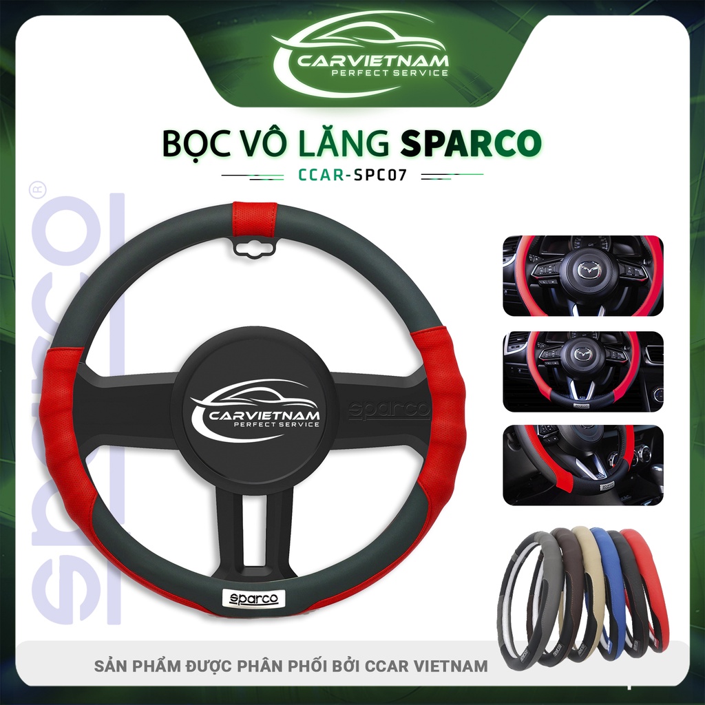 [Tem Kim Loại] Bọc Vô Lăng Ô Tô Sparco Cao Cấp (Mã Ccar_SPC05) - Bao Tay Lái Size 38cm Phù Hợp Tất Cả Dòng Xe