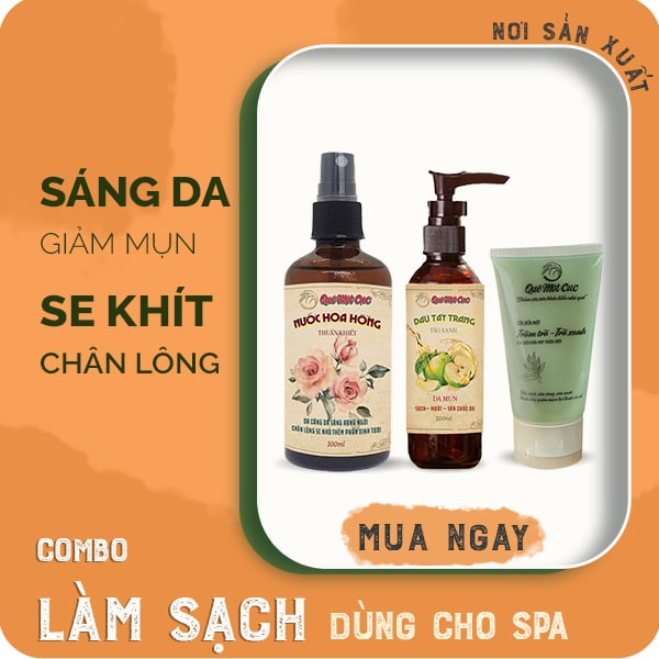 COMBO SẠCH MỤN CHUẨN SPA: SỮA RỬA MẶT TRÀ XANH, DẦU TẨY TRANG, TONER QMC (HANDMADE)