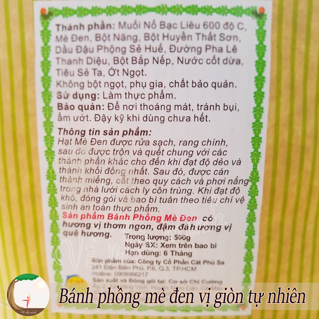 BÁNH PHỒNG MÈ ĐEN VỊ GIÒN TỰ NHIÊN ( bánh phồng mè đen dùng cho người lớn, trẻ nhỏ, ăn chay, dưỡng sinh )