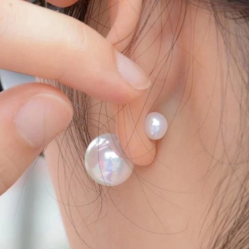 1 Cặp Bông Tai Hình Học Đính Ngọc Trai Trắng Cỡ Nhỏ Sang Trọng Thời Trang Hàng Ngày