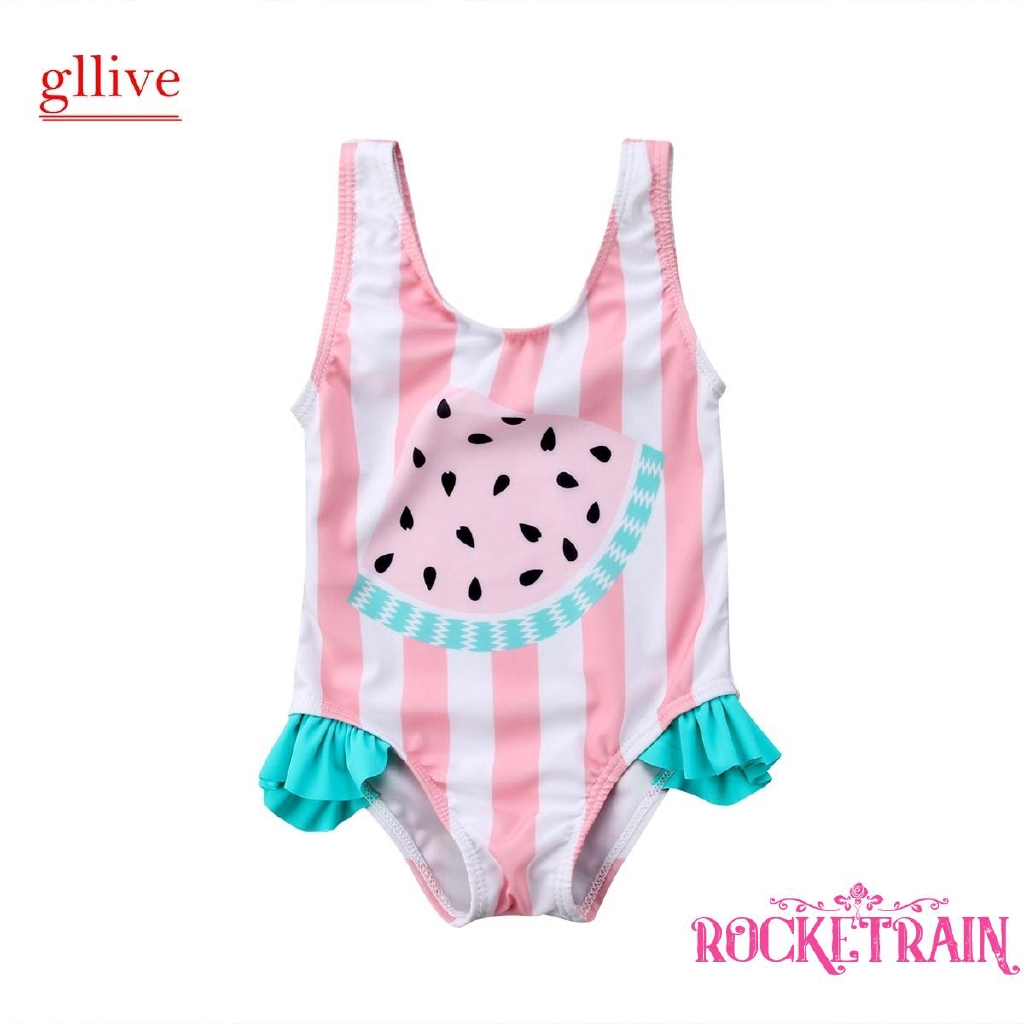 Đồ bơi liền thân in hình dưa hấu đáng yêu cho bé gái