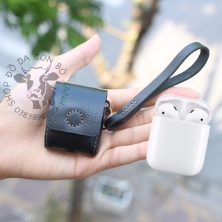 Vỏ da bảo vệ hộp sạc tai nghe Bluetooth Apple airpods 1,2 da thật handmade