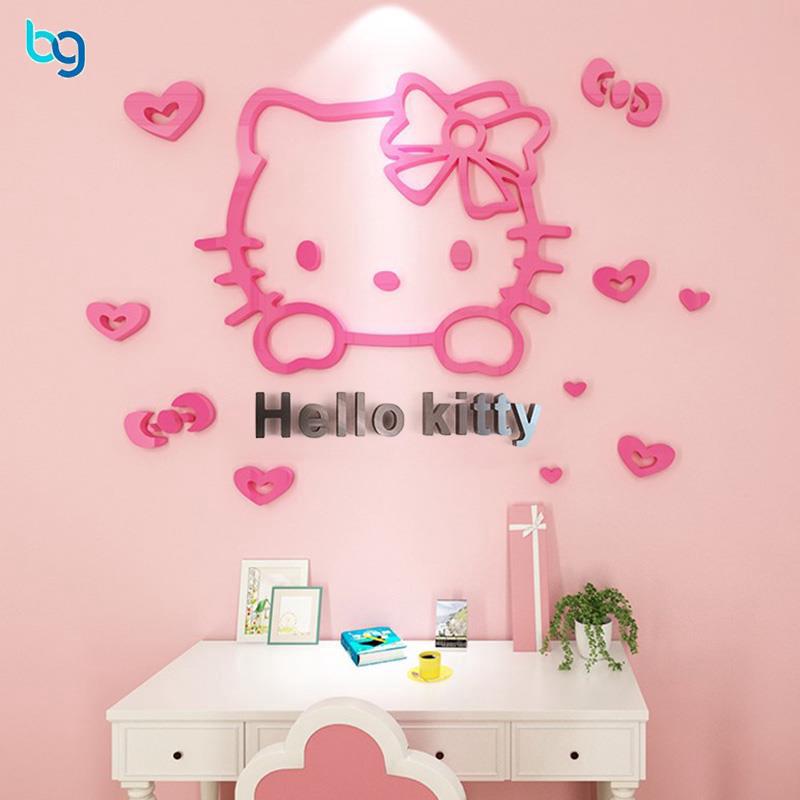 Giấy dán tường trang trí hình mèo Hello Kitty