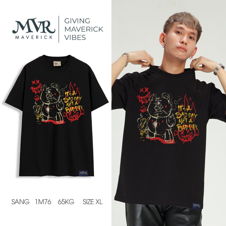 Áo thun nam nữ phong cách ngầu một ngày tồi tệ MVR size rộng tee Mỹ BB4114