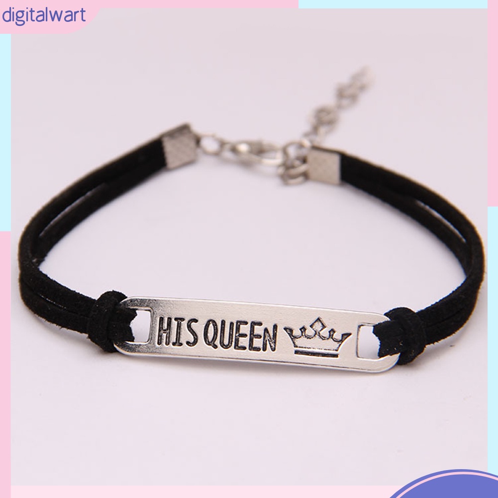 Vòng đeo tay gắn trang trí mặt kim loại His Queen / Her King dành cho các couple