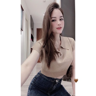 MH ÁO LEN CROPTOP CỔ BẺ 4M CHO NỮ