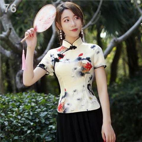 mới và cải tiến retro Tang suit sườn xám hàng đầu nữ phong cách Trung Quốc cỡ lớn văn học và nghệ thuật thời trang phong