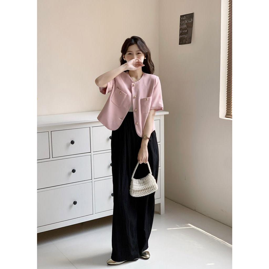 Áo Khoác Vest Tay Ngắn Cài Nút Kim Loại Phong Cách Pháp Thời Trang Mùa Hè Hàng Mới 64066