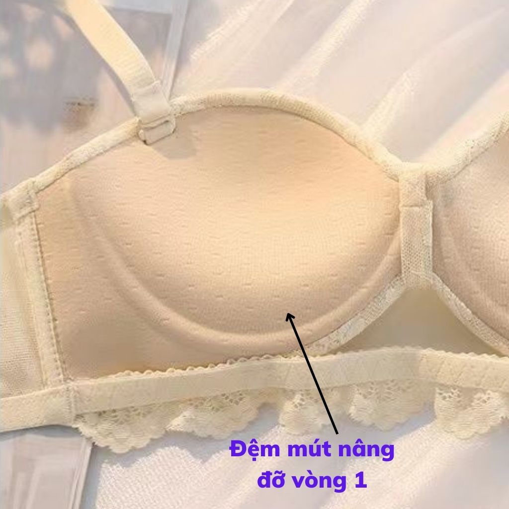 Áo ngực nữ ren không gọng, áo lót không dây nâng ngực đẹp và xinh xắn JOCOSI A947