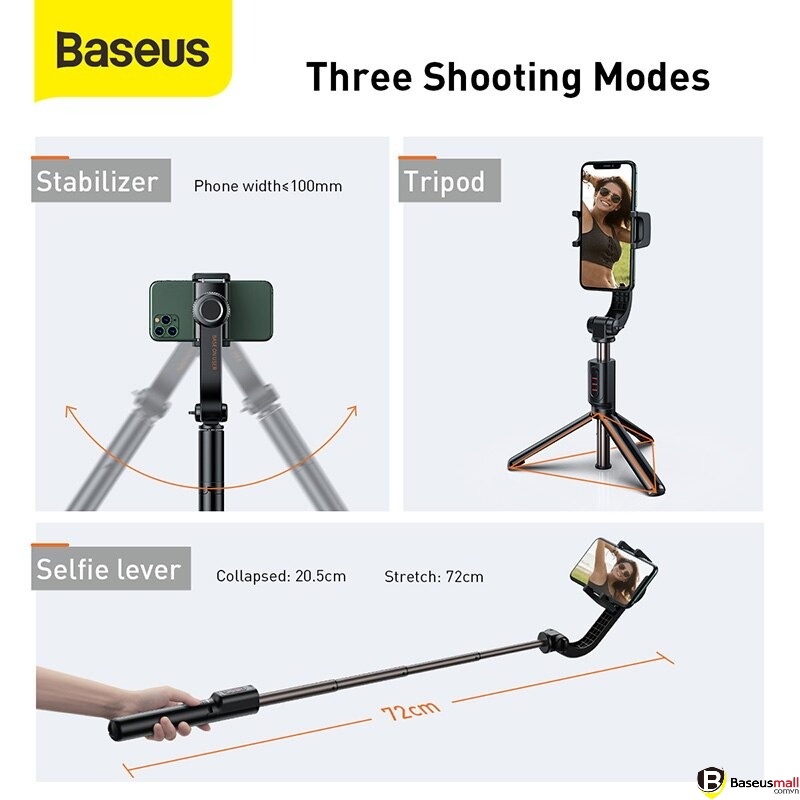 Gậy tự sướng tích hợp Gimbal chống rung thông minh Baseus Lovely Uniaxial Bluetooth Folding Stand Selfie Stabilizer