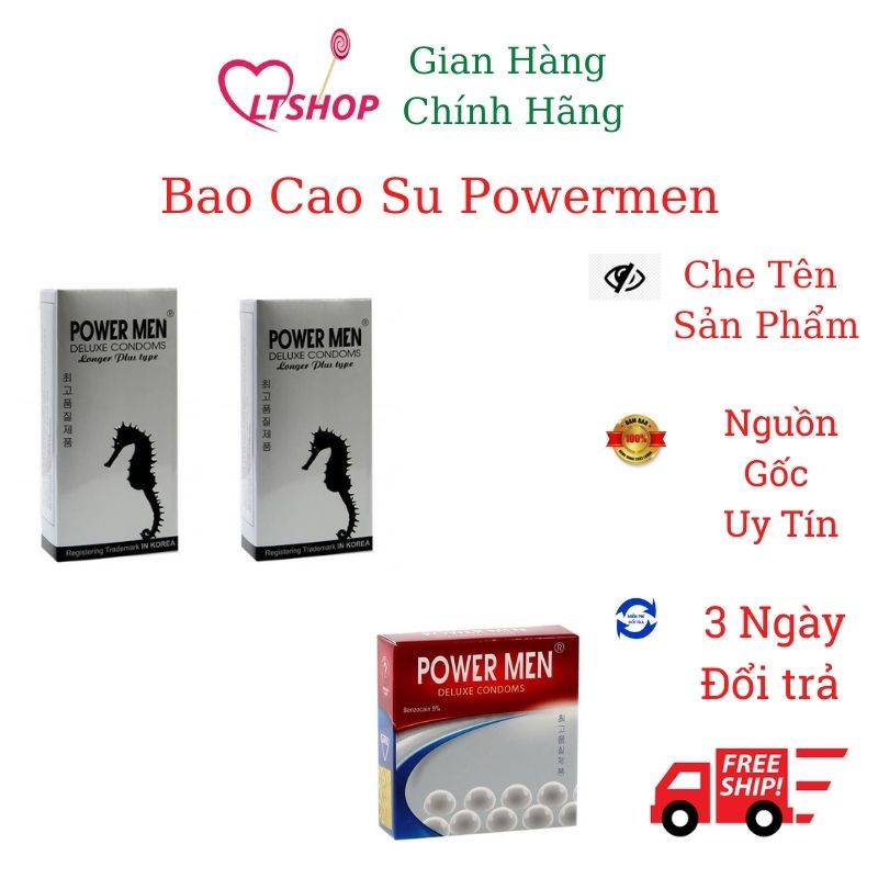 Bao Cao Su kéo dài thời gian  powermen mua 2  h 12 cái/hộp tặng 1h 3 cái