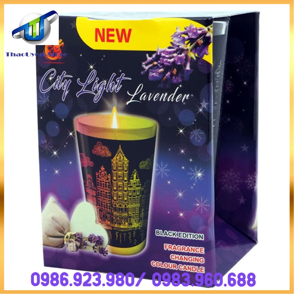 Ly nến thơm tinh dầu đổi màu Golden Dragon City Light Lavender 140g QT028406 - hoa oải hương phù hợp mọi lứa tuổi.