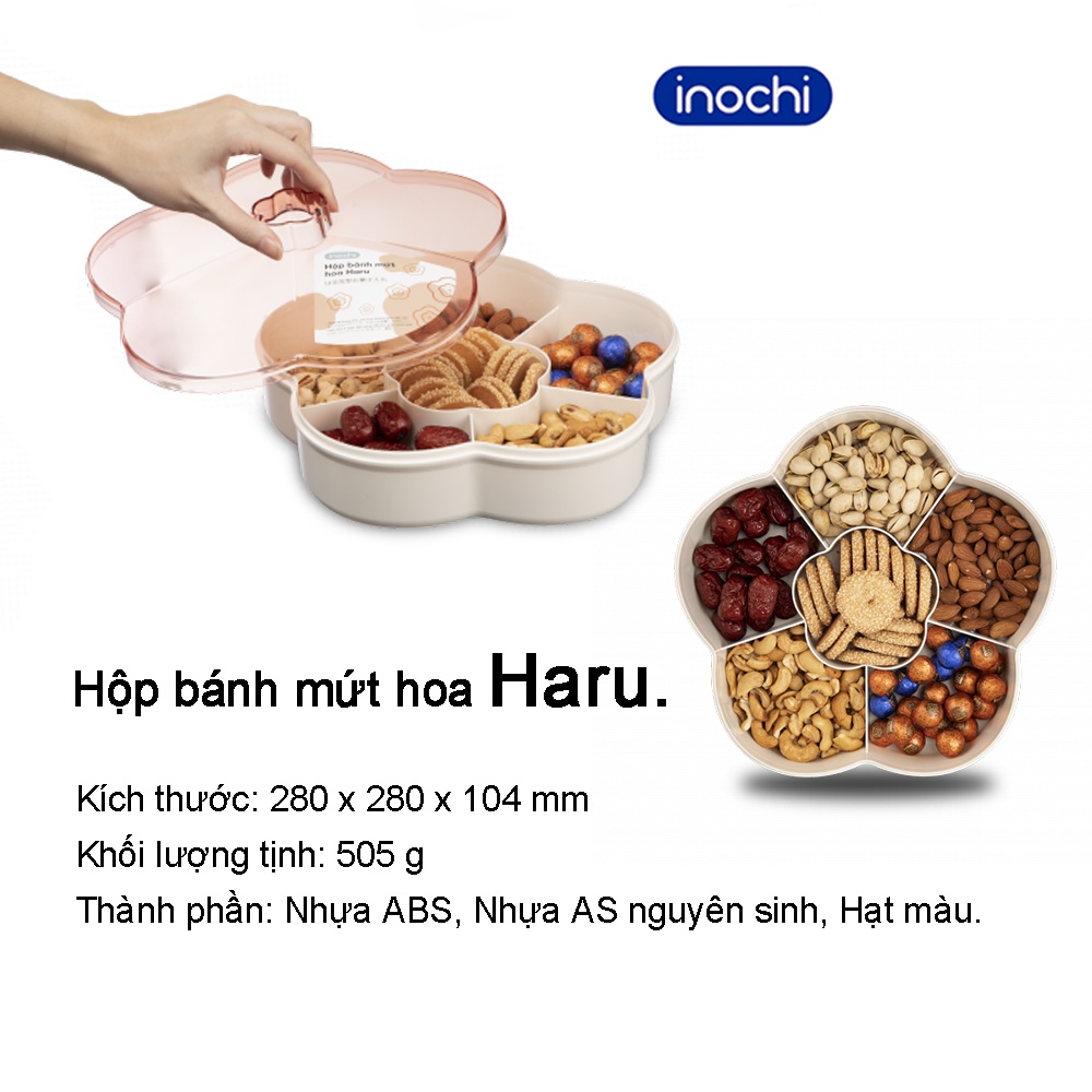 Khay mứt 5 cánh Hộp đựng mứt tết hình hoa inochi cao cấp Haru