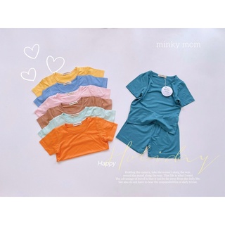 Bộ minky mom thun lạnh trơn cho bé ❤️ freeship ❤️ set minky mom cộc tay bé trai bé gái cao cấp