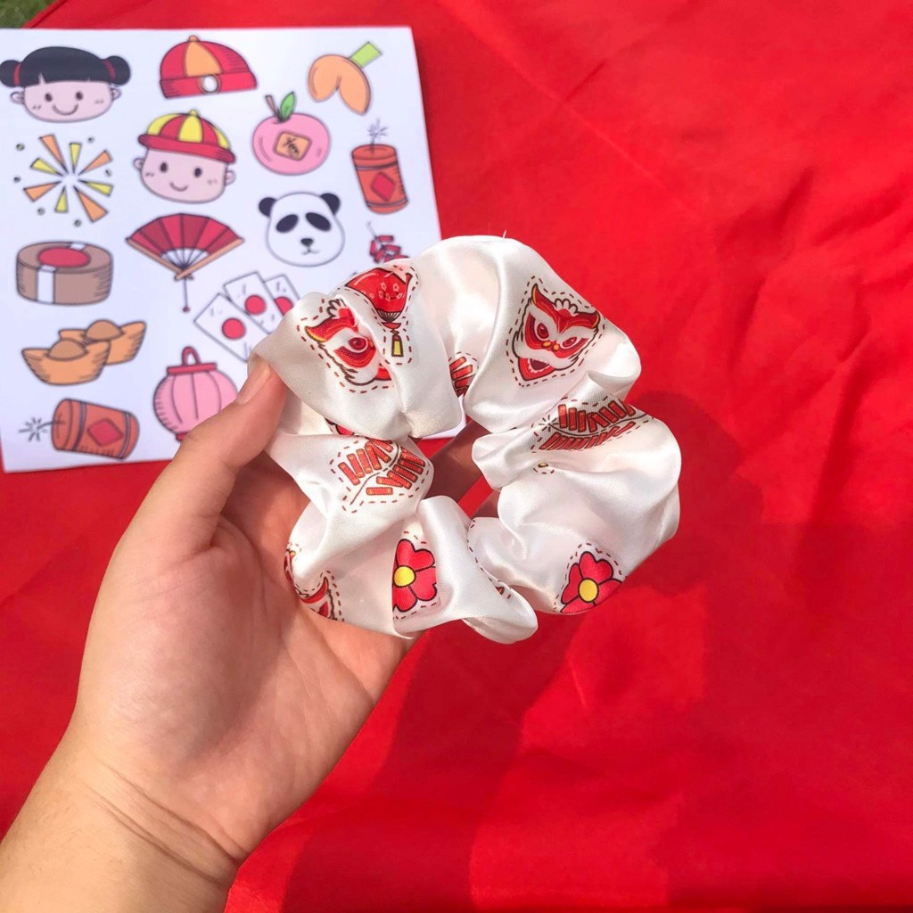 Buộc ,Cột tóc Scrunchies Tết Xuân 2021