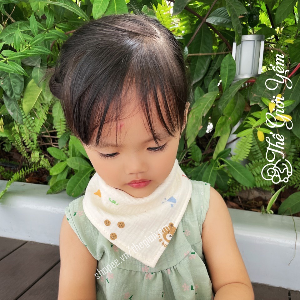 Yếm xô tam giác cho bé vải xô muslin cao cấp màu sắc dễ thương xinh yêu cho bé trai bé gái từ 0 đến 5 tuổi THẾ GIỚI YẾM