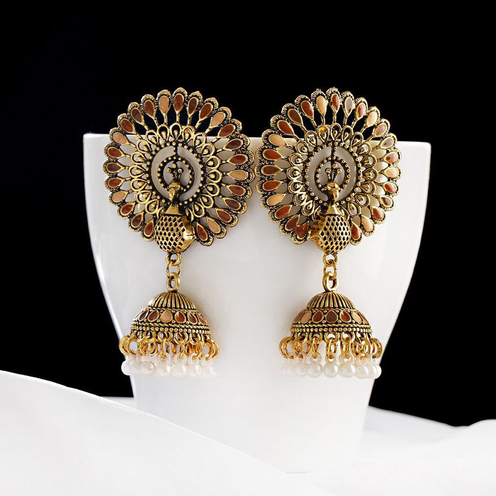 Bông Tai Hình Chim Công Bằng Hợp Kim Phối Tua Rua Phong Cách Bohemian Đơn Giản Sáng Tạo WMES15H Dành Cho Bạn Gái