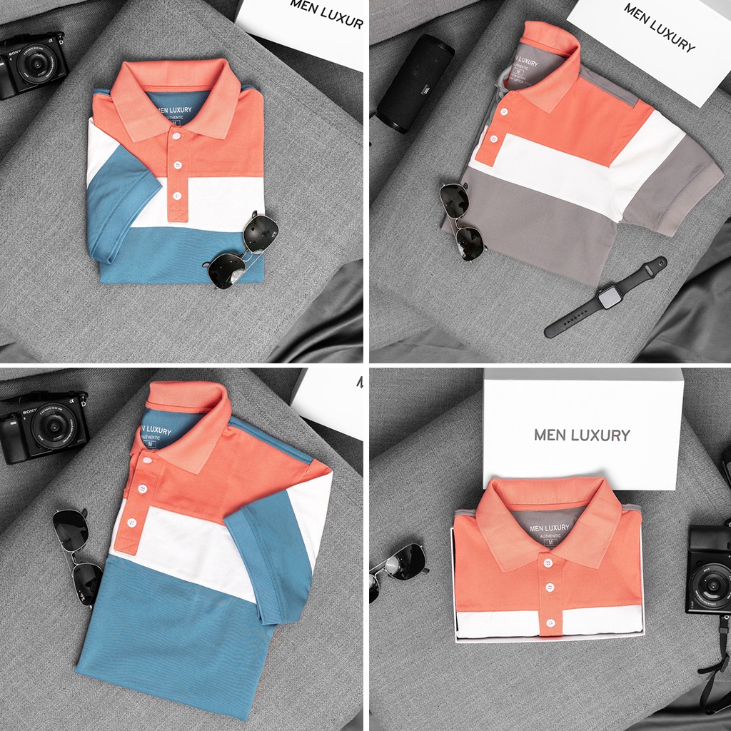 Áo phông polo nam MEN LUXURY đẹp kẻ ngang chất cotton cao cấp hàng hiệu, tôn dáng chuẩn form nam tính