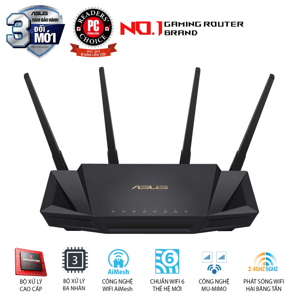 Bộ phát wifi 6 Asus RT-AX58U AX3000Mbps