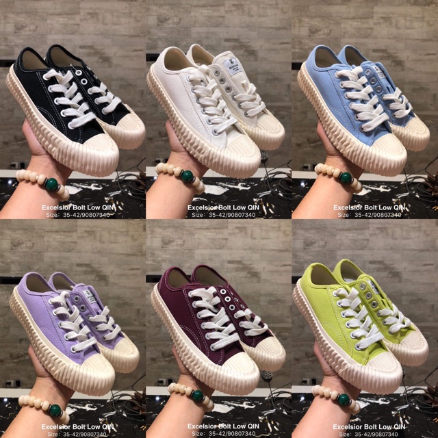 Giày Excelsior Bolt Low Qui Vulcanization đế trắng