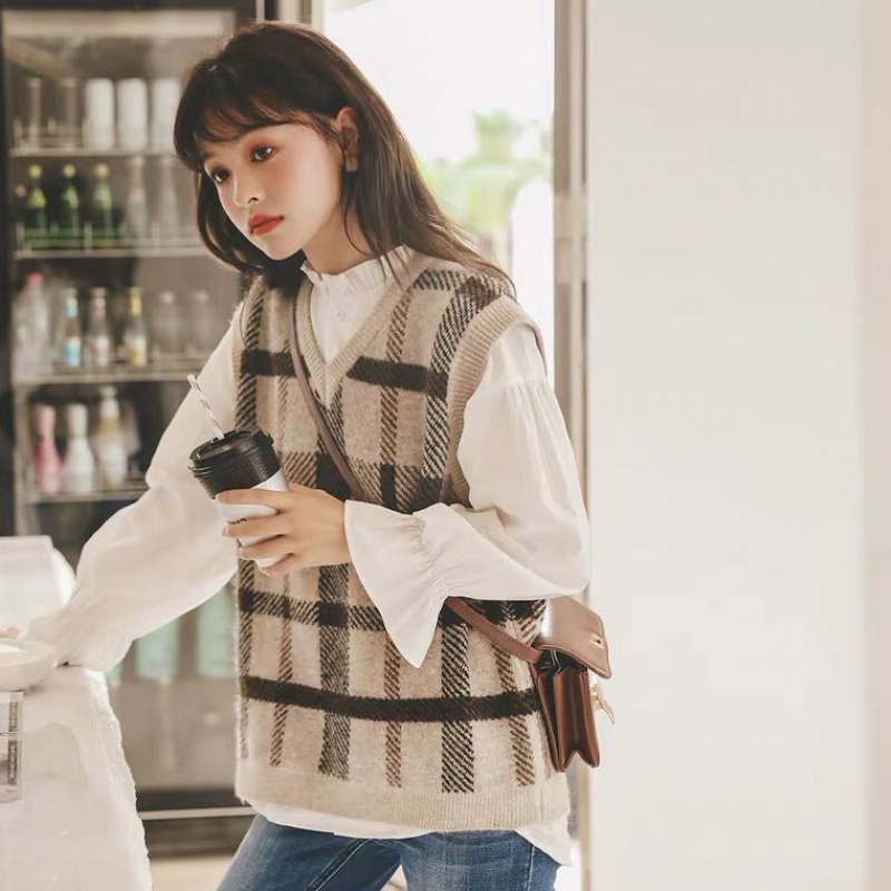 Áo khoác dệt kim Pure Cube không tay dáng rộng thời trang mùa thu Hàn Quốc